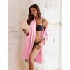 image:imageEkouaer Womens Satin Robe Short Bridesmaid Bride Feather Bridal Robe Kimono Silky Long Sleeve Bathrobe SXXLBdark Pink