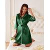 image:imageEkouaer Womens Satin Robe Short Bridesmaid Bride Feather Bridal Robe Kimono Silky Long Sleeve Bathrobe SXXLBgreen