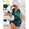 image:imageEkouaer Womens Satin Robe Short Bridesmaid Bride Feather Bridal Robe Kimono Silky Long Sleeve Bathrobe SXXLDark Green