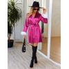 image:imageEkouaer Womens Satin Robe Short Bridesmaid Bride Feather Bridal Robe Kimono Silky Long Sleeve Bathrobe SXXLHot Pink
