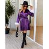 image:imageEkouaer Womens Satin Robe Short Bridesmaid Bride Feather Bridal Robe Kimono Silky Long Sleeve Bathrobe SXXLPurple