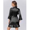 image:imageEkouaer Womens Satin Robe Short Ruffle Hem Silky Robes Lightweight Kimono Brides Bathrobes Sleepwear XSXXLBlack