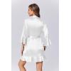 image:imageEkouaer Womens Satin Robe Short Ruffle Hem Silky Robes Lightweight Kimono Brides Bathrobes Sleepwear XSXXLBright White