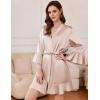 image:imageEkouaer Womens Satin Robe Short Ruffle Hem Silky Robes Lightweight Kimono Brides Bathrobes Sleepwear XSXXLChampagne