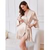 image:imageEkouaer Womens Satin Robe Short Ruffle Hem Silky Robes Lightweight Kimono Brides Bathrobes Sleepwear XSXXLChampagne