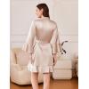 image:imageEkouaer Womens Satin Robe Short Ruffle Hem Silky Robes Lightweight Kimono Brides Bathrobes Sleepwear XSXXLChampagne