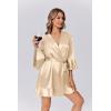 image:imageEkouaer Womens Satin Robe Short Ruffle Hem Silky Robes Lightweight Kimono Brides Bathrobes Sleepwear XSXXLChampaign Gold