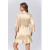 image:imageEkouaer Womens Satin Robe Short Ruffle Hem Silky Robes Lightweight Kimono Brides Bathrobes Sleepwear XSXXLChampaign Gold
