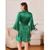 image:imageEkouaer Womens Satin Robe Short Ruffle Hem Silky Robes Lightweight Kimono Brides Bathrobes Sleepwear XSXXLDark Green