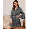 image:imageEkouaer Womens Satin Robe Short Ruffle Hem Silky Robes Lightweight Kimono Brides Bathrobes Sleepwear XSXXLDark Grey