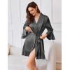 image:imageEkouaer Womens Satin Robe Short Ruffle Hem Silky Robes Lightweight Kimono Brides Bathrobes Sleepwear XSXXLDark Grey