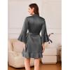 image:imageEkouaer Womens Satin Robe Short Ruffle Hem Silky Robes Lightweight Kimono Brides Bathrobes Sleepwear XSXXLDark Grey