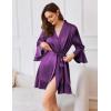 image:imageEkouaer Womens Satin Robe Short Ruffle Hem Silky Robes Lightweight Kimono Brides Bathrobes Sleepwear XSXXLDark Purple