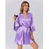 image:imageEkouaer Womens Satin Robe Short Ruffle Hem Silky Robes Lightweight Kimono Brides Bathrobes Sleepwear XSXXLLavender