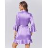 image:imageEkouaer Womens Satin Robe Short Ruffle Hem Silky Robes Lightweight Kimono Brides Bathrobes Sleepwear XSXXLLavender