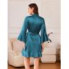 image:imageEkouaer Womens Satin Robe Short Ruffle Hem Silky Robes Lightweight Kimono Brides Bathrobes Sleepwear XSXXLPeacock Blue