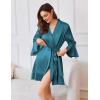 image:imageEkouaer Womens Satin Robe Short Ruffle Hem Silky Robes Lightweight Kimono Brides Bathrobes Sleepwear XSXXLPeacock Blue
