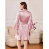 image:imageEkouaer Womens Satin Robe Short Ruffle Hem Silky Robes Lightweight Kimono Brides Bathrobes Sleepwear XSXXLPink