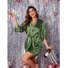 image:imageEkouaer Womens Satin Robe Silk Kimono Bathrobe Bridesmaid Wedding Bridal Party Robes 34 Bell Sleeve Sleepwear SXXLArmy Green