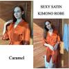 image:imageEkouaer Womens Satin Robe Silk Kimono Bathrobe Bridesmaid Wedding Bridal Party Robes 34 Bell Sleeve Sleepwear SXXLBrown