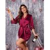 image:imageEkouaer Womens Satin Robe Silk Kimono Bathrobe Bridesmaid Wedding Bridal Party Robes 34 Bell Sleeve Sleepwear SXXLBurgundy
