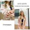 image:imageEkouaer Womens Satin Robe Silk Kimono Bathrobe Bridesmaid Wedding Bridal Party Robes 34 Bell Sleeve Sleepwear SXXLChampagne