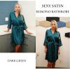 image:imageEkouaer Womens Satin Robe Silk Kimono Bathrobe Bridesmaid Wedding Bridal Party Robes 34 Bell Sleeve Sleepwear SXXLDark Green