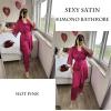 image:imageEkouaer Womens Satin Robe Silk Kimono Bathrobe Bridesmaid Wedding Bridal Party Robes 34 Bell Sleeve Sleepwear SXXLHot Pink