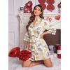 image:imageEkouaer Womens Satin Robe Silk Kimono Bathrobe Bridesmaid Wedding Bridal Party Robes 34 Bell Sleeve Sleepwear SXXLOyster Lemon