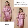 image:imageEkouaer Womens Satin Robe Silk Kimono Bathrobe Bridesmaid Wedding Bridal Party Robes 34 Bell Sleeve Sleepwear SXXLPlum