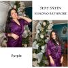 image:imageEkouaer Womens Satin Robe Silk Kimono Bathrobe Bridesmaid Wedding Bridal Party Robes 34 Bell Sleeve Sleepwear SXXLPurple