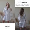 image:imageEkouaer Womens Satin Robe Silk Kimono Bathrobe Bridesmaid Wedding Bridal Party Robes 34 Bell Sleeve Sleepwear SXXLWhite
