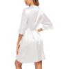 image:imageEkouaer Womens Satin Robe Valentines Lingerie for Women Kimono Bathrobe Short Ruffle Belted Robes Bridesmaids Sleepwear01white