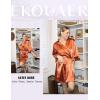 image:imageEkouaer Womens Satin Robe Valentines Lingerie for Women Kimono Bathrobe Short Ruffle Belted Robes Bridesmaids SleepwearBrown