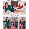 image:imageEkouaer Womens Satin Robe Valentines Lingerie for Women Kimono Bathrobe Short Ruffle Belted Robes Bridesmaids SleepwearDark Green