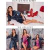 image:imageEkouaer Womens Satin Robe Valentines Lingerie for Women Kimono Bathrobe Short Ruffle Belted Robes Bridesmaids SleepwearDeep Blue