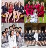 image:imageEkouaer Womens Satin Robe Valentines Lingerie for Women Kimono Bathrobe Short Ruffle Belted Robes Bridesmaids SleepwearDeep Blue