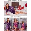 image:imageEkouaer Womens Satin Robe Valentines Lingerie for Women Kimono Bathrobe Short Ruffle Belted Robes Bridesmaids SleepwearDeep Purple