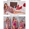 image:imageEkouaer Womens Satin Robe Valentines Lingerie for Women Kimono Bathrobe Short Ruffle Belted Robes Bridesmaids SleepwearGray Purple