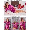 image:imageEkouaer Womens Satin Robe Valentines Lingerie for Women Kimono Bathrobe Short Ruffle Belted Robes Bridesmaids SleepwearHot Pink
