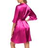 image:imageEkouaer Womens Satin Robe Valentines Lingerie for Women Kimono Bathrobe Short Ruffle Belted Robes Bridesmaids SleepwearHot Pink