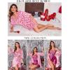 image:imageEkouaer Womens Satin Robe Valentines Lingerie for Women Kimono Bathrobe Short Ruffle Belted Robes Bridesmaids SleepwearLeopard Heart