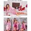 image:imageEkouaer Womens Satin Robe Valentines Lingerie for Women Kimono Bathrobe Short Ruffle Belted Robes Bridesmaids SleepwearMisty Rose