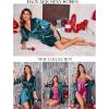 image:imageEkouaer Womens Satin Robe Valentines Lingerie for Women Kimono Bathrobe Short Ruffle Belted Robes Bridesmaids SleepwearPeacock Blue