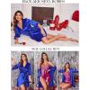 image:imageEkouaer Womens Satin Robe Valentines Lingerie for Women Kimono Bathrobe Short Ruffle Belted Robes Bridesmaids SleepwearRoyal Blue