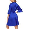 image:imageEkouaer Womens Satin Robe Valentines Lingerie for Women Kimono Bathrobe Short Ruffle Belted Robes Bridesmaids SleepwearRoyal Blue