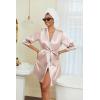 image:imageEkouaer Womens Satin Robes 34 Sleeve Silk Robes Short Kimono Sexy Bride Bathrobes Lace Trim Loungewear with PocketsChampagne