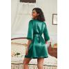 image:imageEkouaer Womens Satin Robes 34 Sleeve Silk Robes Short Kimono Sexy Bride Bathrobes Lace Trim Loungewear with PocketsDark Green