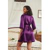 image:imageEkouaer Womens Satin Robes 34 Sleeve Silk Robes Short Kimono Sexy Bride Bathrobes Lace Trim Loungewear with PocketsPurple