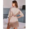 image:imageEkouaer Womens Satin Robes Sexy Lace Cami Nightwear Silk Bridesmaid Lingerie Kimono 34 Sleeve SleepwearChampagne